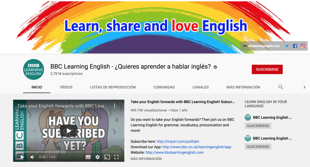 Mejores canales de youtube para aprender inglés
